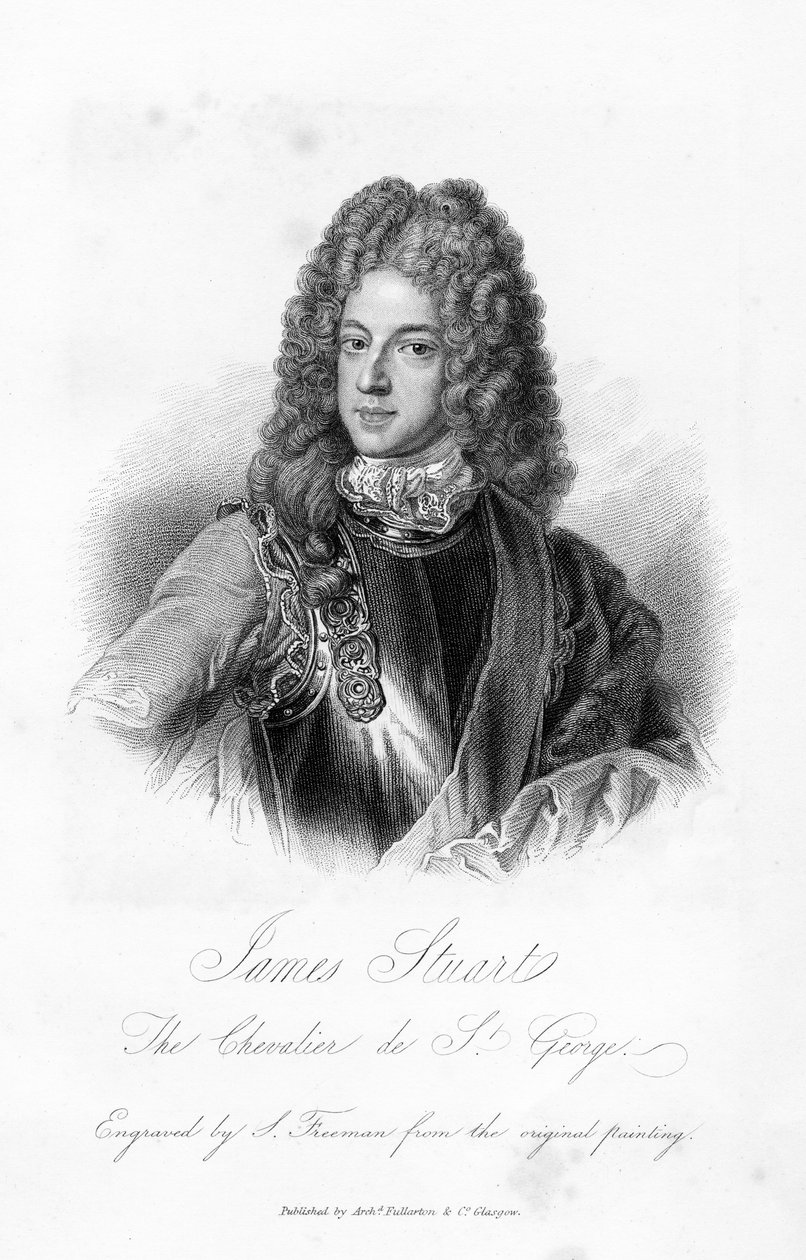 James Stuart, Chevalier de S. George, trykk laget av S. Freeman, ca. 1845 av Godfrey Kneller