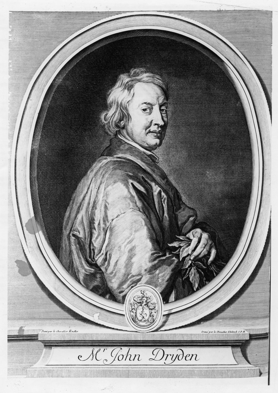 John Dryden (1631-1700) gravert av Gerard Edelinck (1640-1707) av Godfrey Kneller