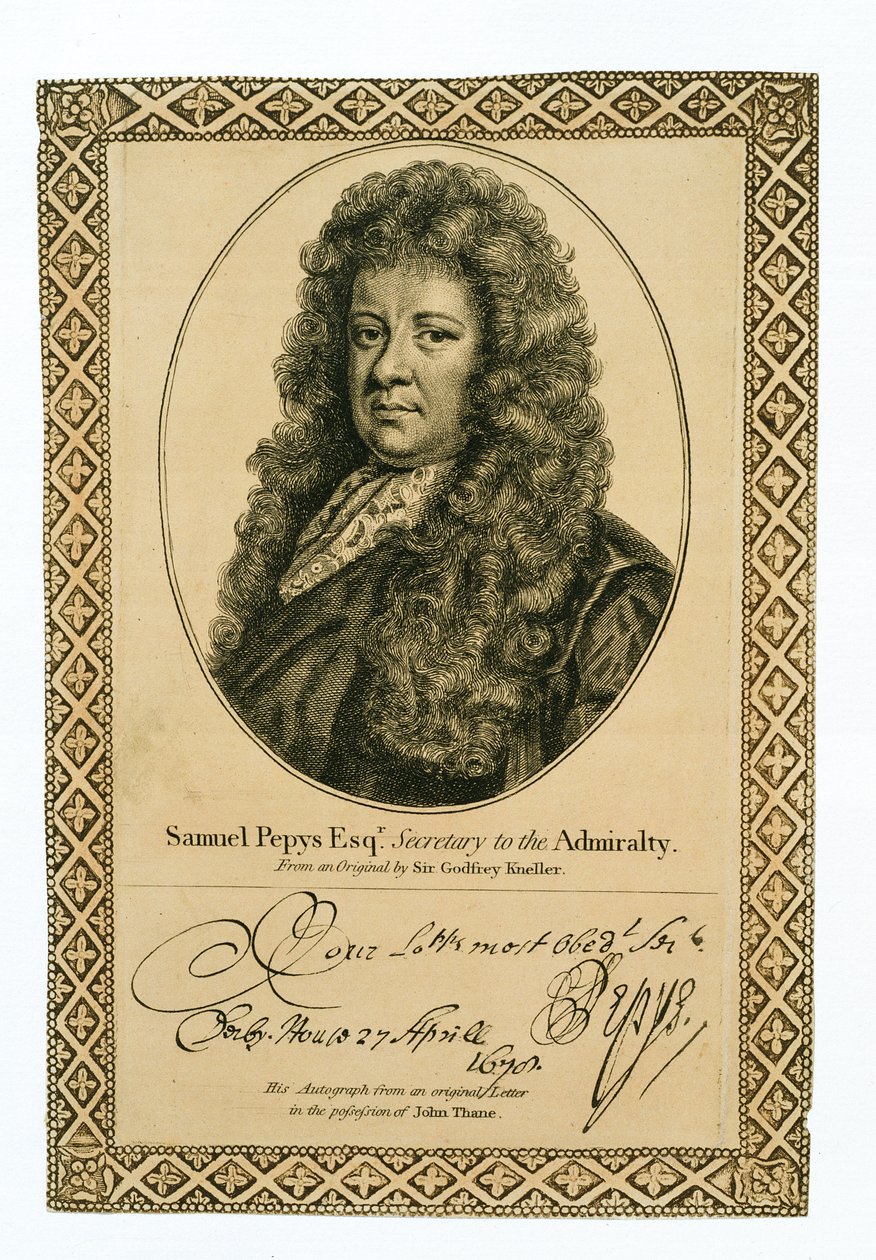 Samuel Pepys (1633-1703), sekretær for admiralitetet av Godfrey Kneller