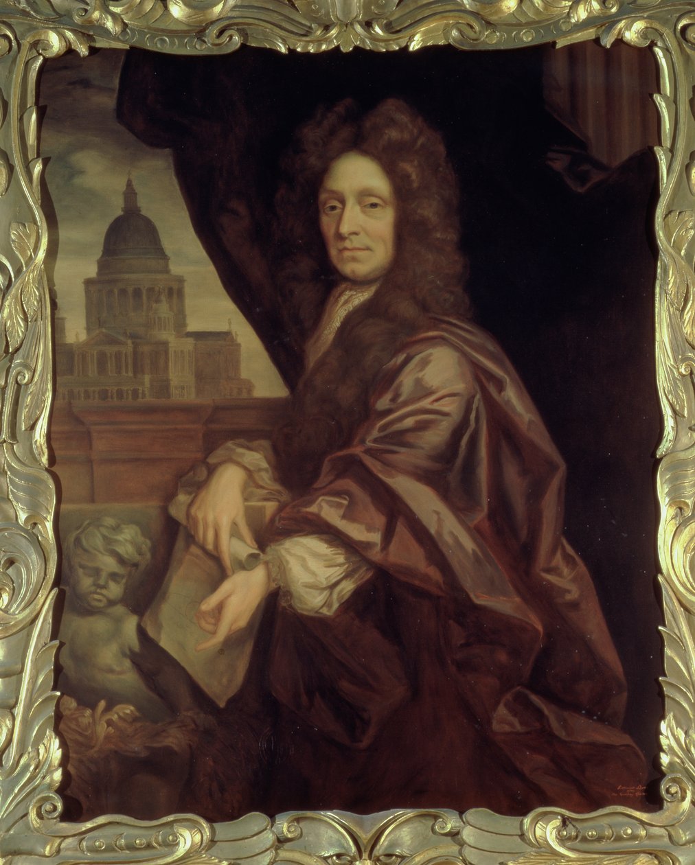 Sir Christopher Wren (1632-1723) kopiert av Edmund Dyer av Godfrey Kneller