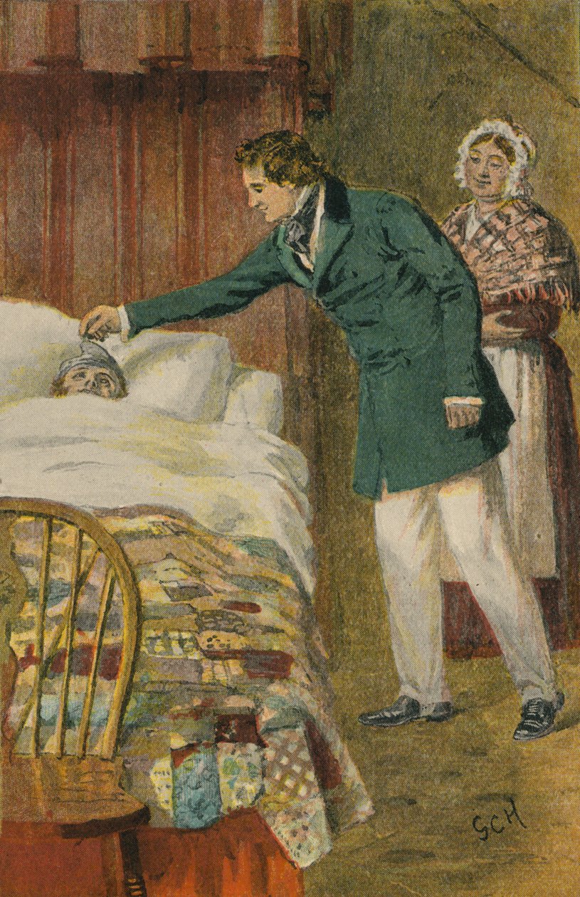 David Copperfield besøker Peggotty (fargelitografi) av Godfrey C. Hindley