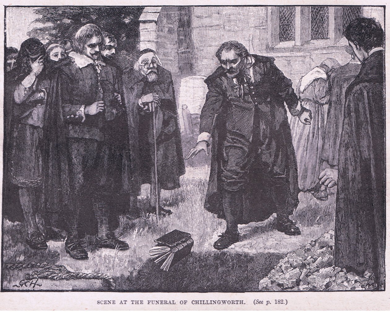 Scene at the funeral of Chillingworth AD 1644  av Godfrey C. Hindley