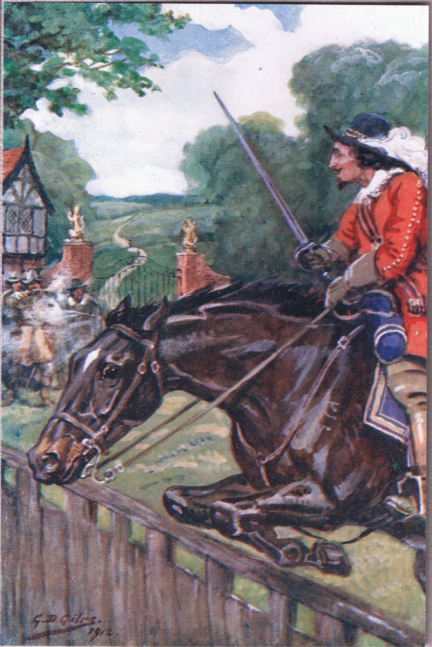 The Romance of Britonmarte: Men hun ryddet med tommer av eikebrettet, fra Poems of Adam Lindsay Gordon utgitt av T. N. Foulis, 1912 av Godfrey Douglas Giles
