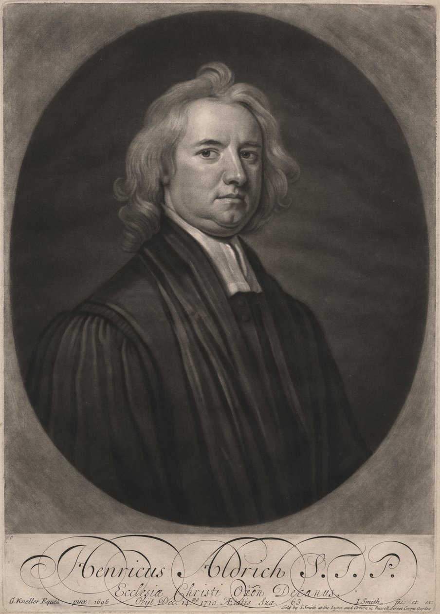 Henricus Aldrich, gravert av John Smith (1652-1743), 1696 (mezzotint) av Godfrey Kneller