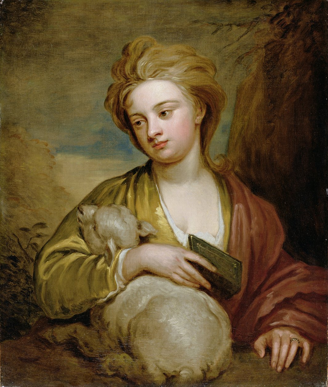 Portrait of a Woman as St. Agnes, tradisjonelt identifisert som Catherine Voss, ca. 1705-10 (olje på lerret) av Godfrey Kneller