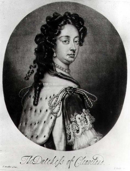 Portrett av Barbara Villiers, hertuginne av Cleveland (1641-1709) gravert av J. Smith av Godfrey after Kneller