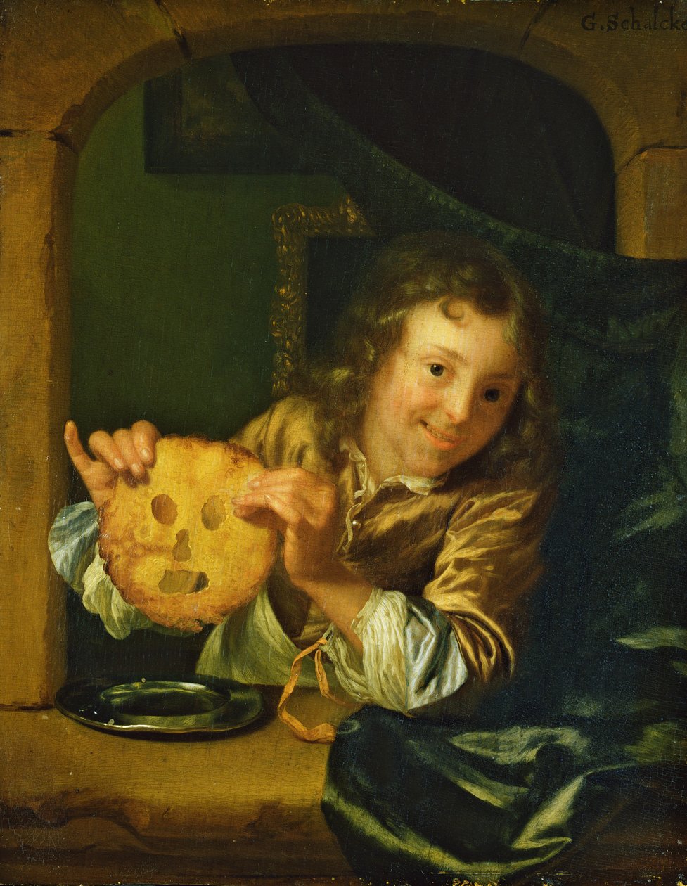 Gutt med pannekaker av Godfried Schalcken