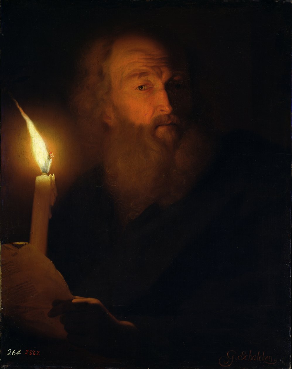 Mann med et stearinlys (kunstig lyseffekt) av Godfried Schalcken