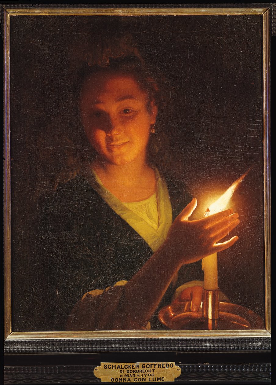 Kvinne med et stearinlys av Godfried Schalcken