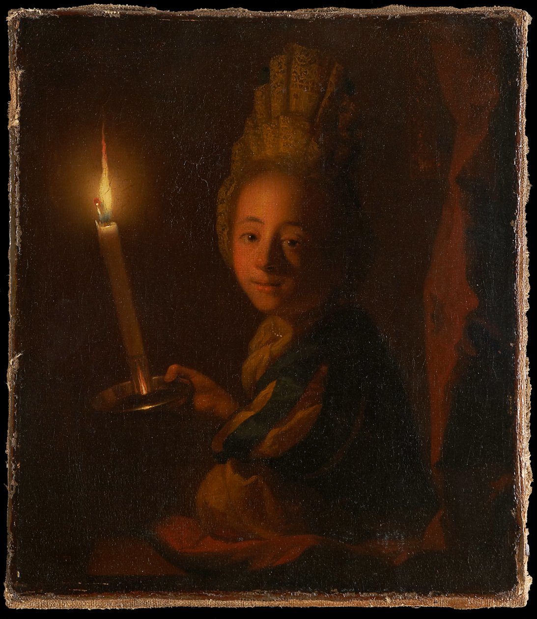 Jente med brennende lys av Godfried Schalcken
