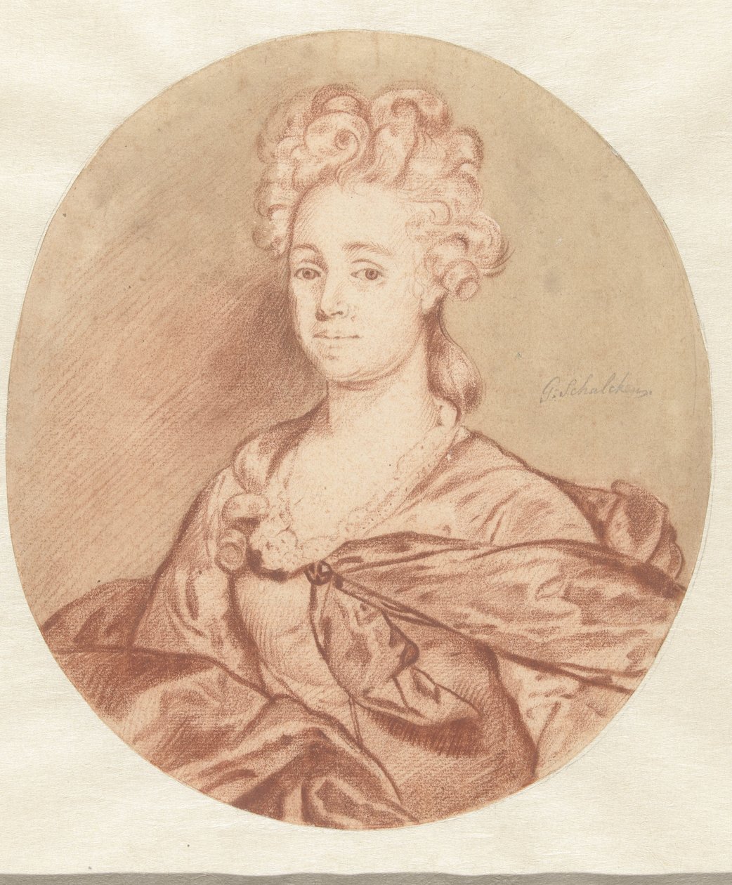 Portrett av en ukjent kvinne, i oval av Godfried Schalcken