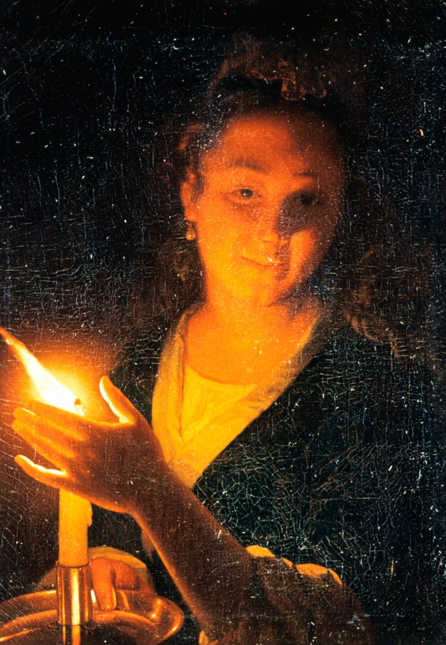 Kvinne med stearinlys, sent på 1660-tallet av Godfried Schalcken