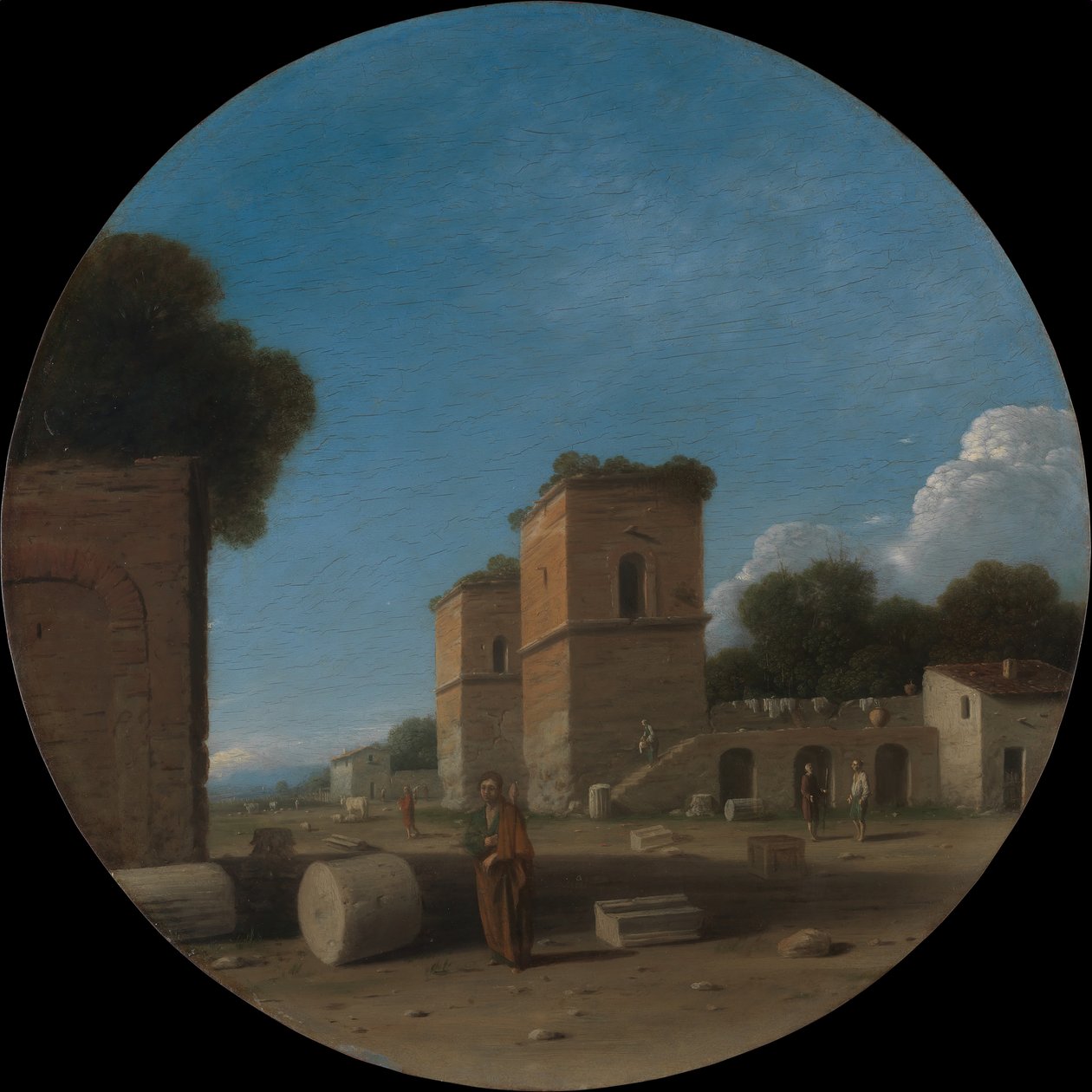 Et romersk landskap med figurer, trolig 1630-tallet. av Goffredo Wals