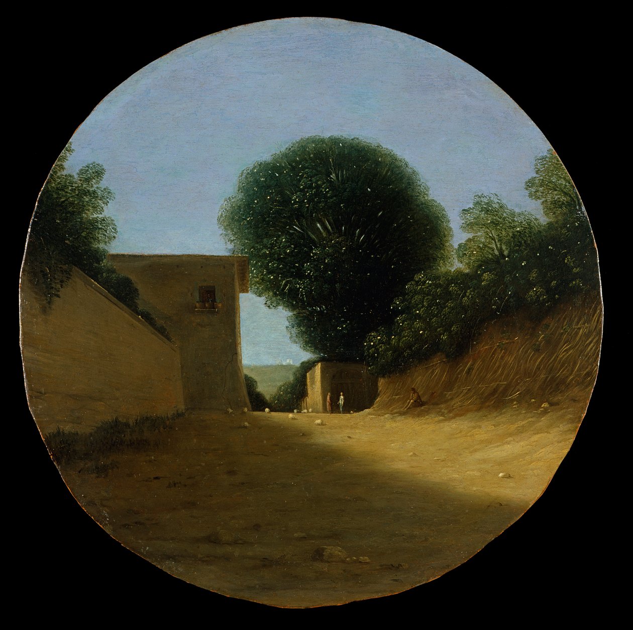 Landevei ved et hus (olje på kobber) av Goffredo Wals