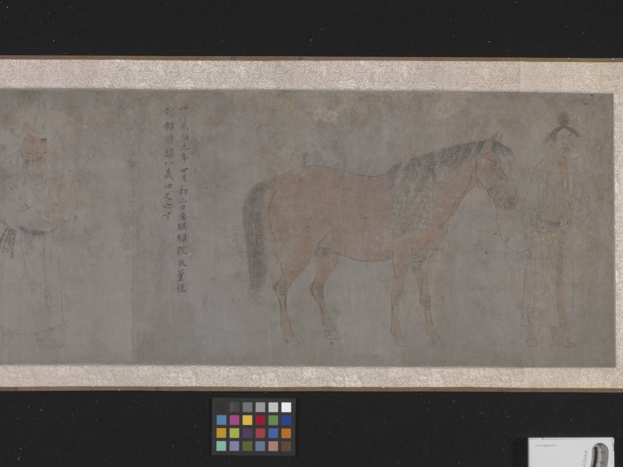 Five Tribute Horses (blekk og farge på papir) av Gonglin Li