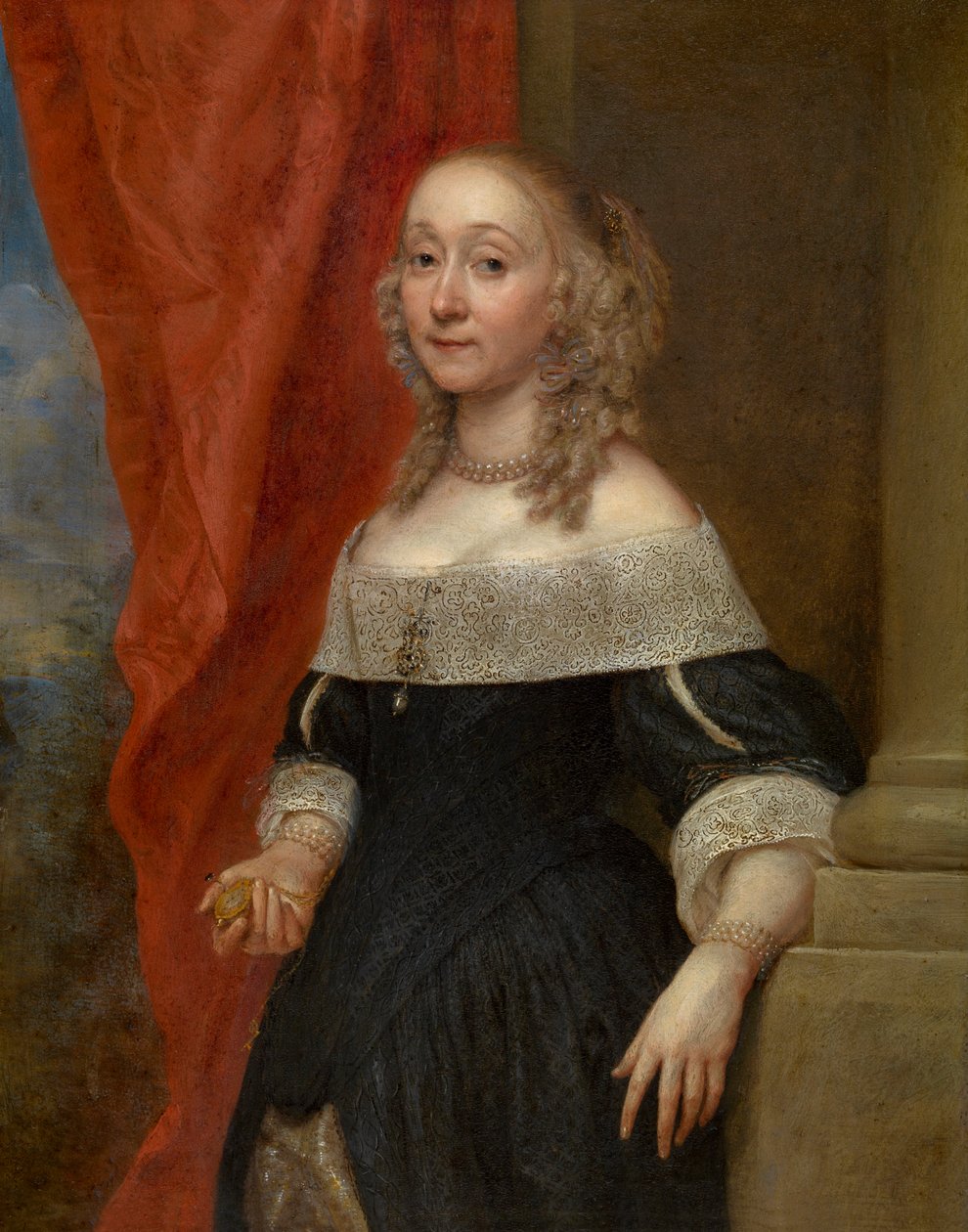 Portrett av en dame (olje på kobber) av Gonzales Coques