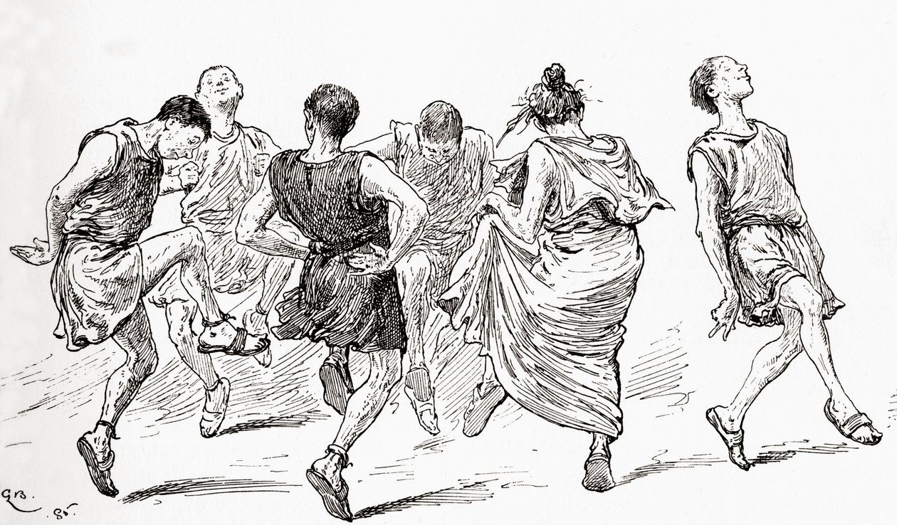 En scene fra William Shakespeares skuespill A Midsummer Nights Dream, Act V, Scene 1, A Dance, fra The Works of William Shakespeare, utgitt 1896 av Gordon Frederick Browne