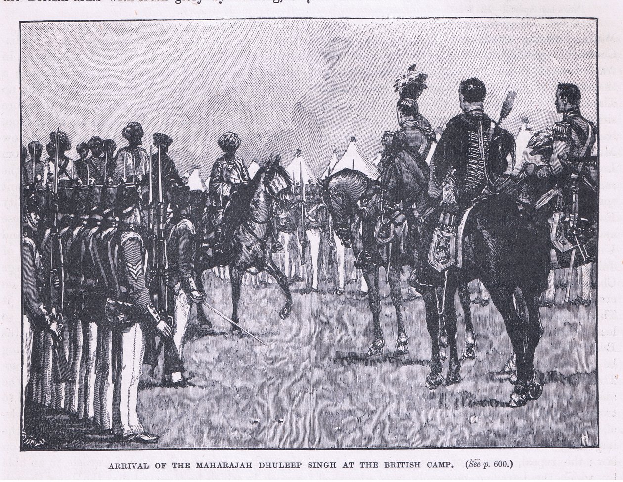 Ankomst av britene til Makharajah Dhuleep Singh ved den britiske leiren AD 1846 av Gordon Frederick Browne