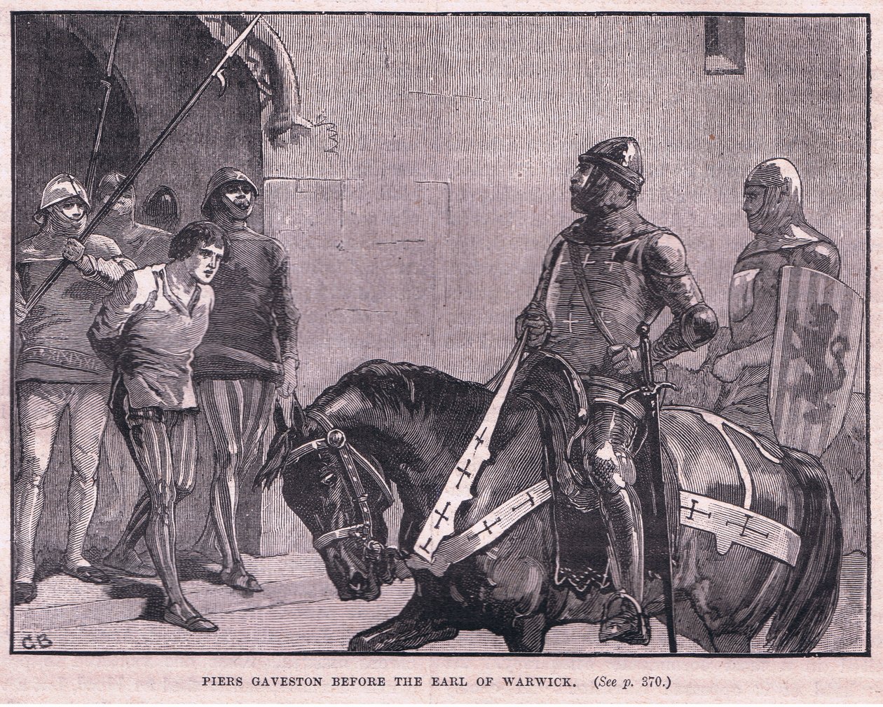 Pier Gaveston før jarlen av Warwick AD 1312 av Gordon Frederick Browne
