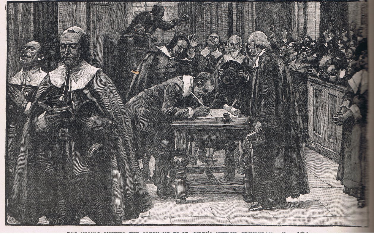 Folket som signerer pakten til St Giles kirke i Edinburgh 1638 av Gordon Frederick Browne