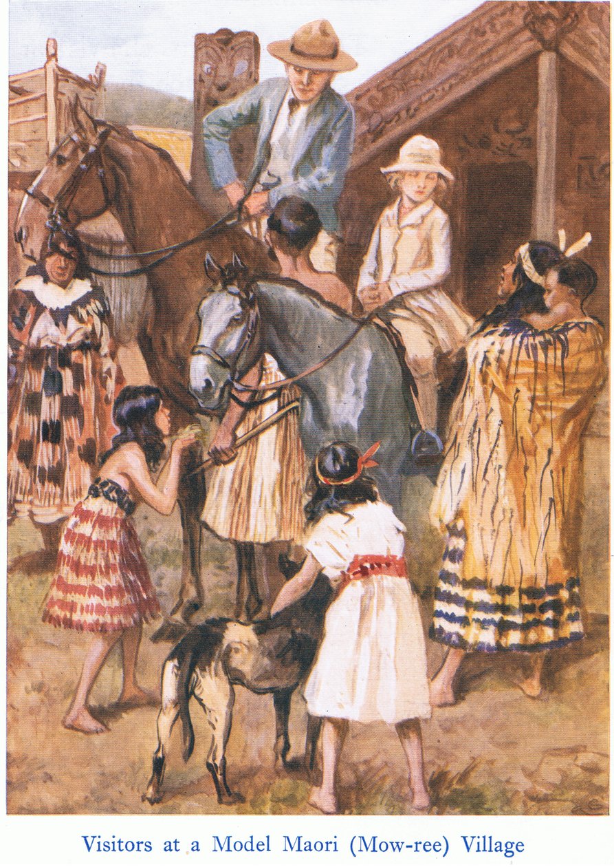 Besøkende i en Maori-landsby av Gordon Frederick Browne