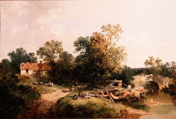 Barn ved en bekk av Gordon Arthur Meadows