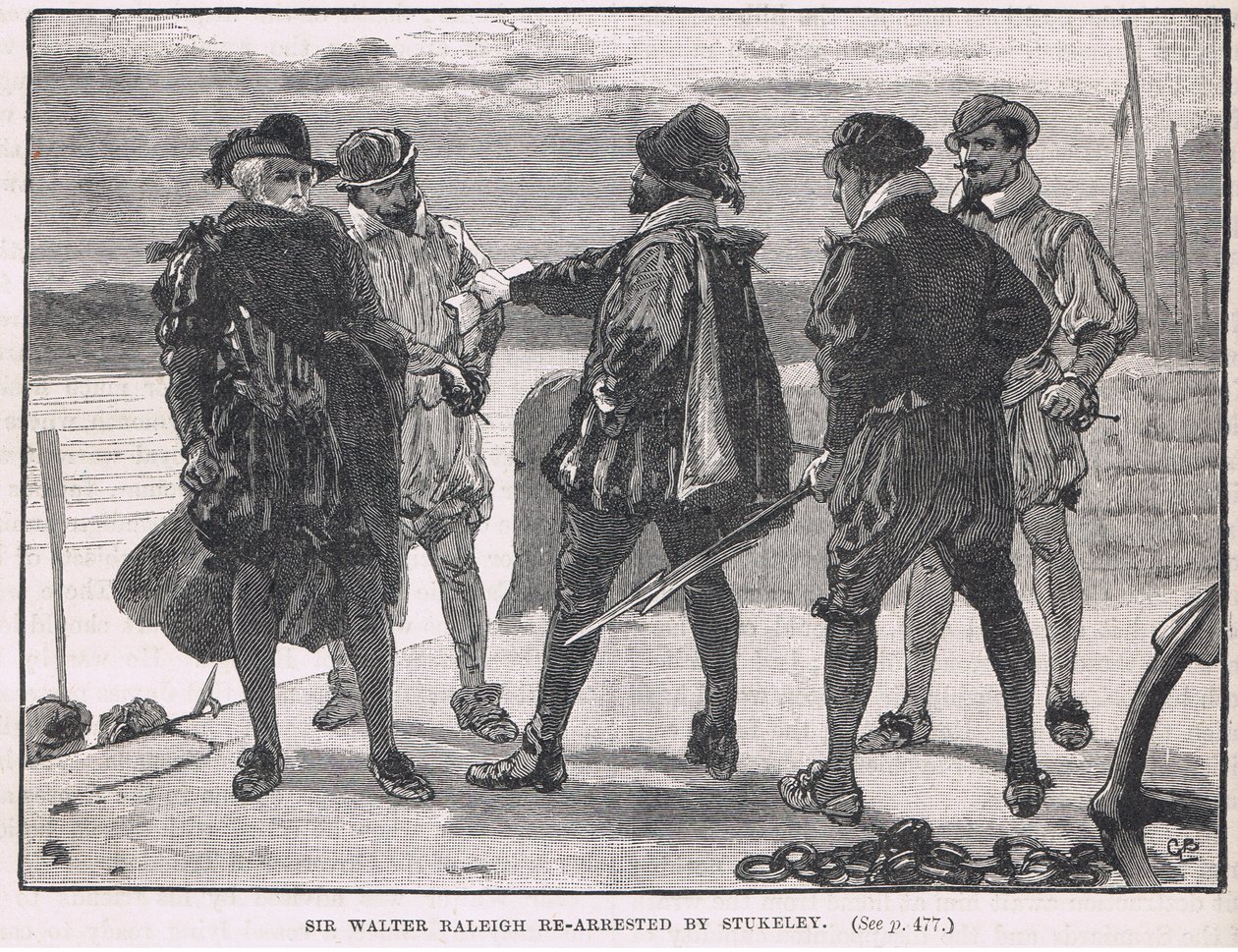 Sir Walter Raleigh arrestert på nytt av Stukeley 1618 av Gordon Frederick Browne