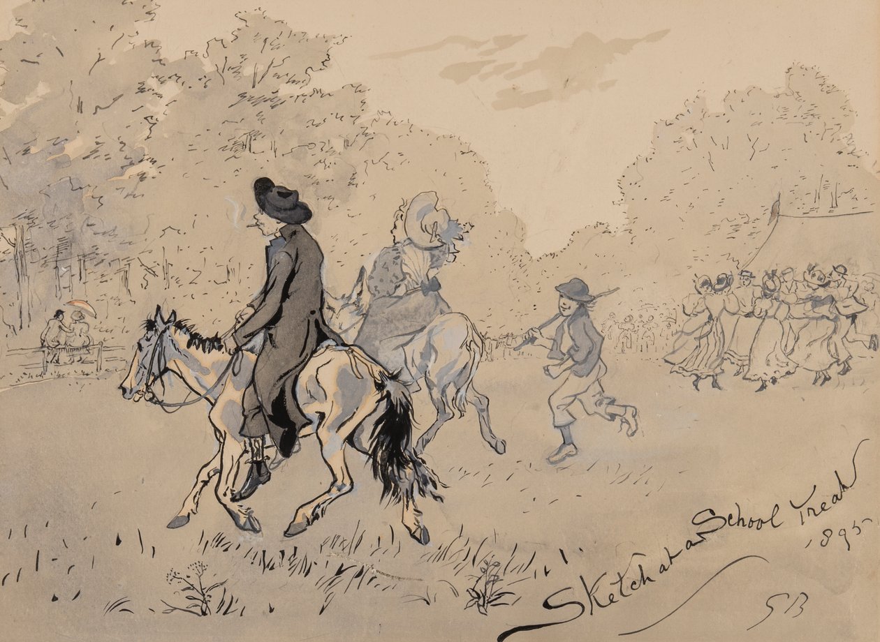 Sketch at a School Treat, 1895 (penn, pensel, blekk og wc på papir) av Gordon Frederick Browne