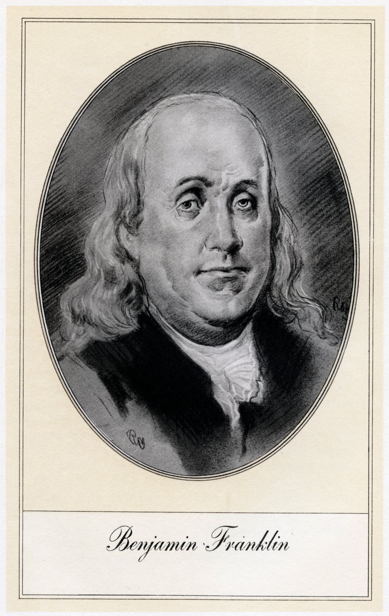 Benjamin Franklin, politisk skikkelse og statsmenn i USA, tidlig på 1900-tallet av Gordon Ross