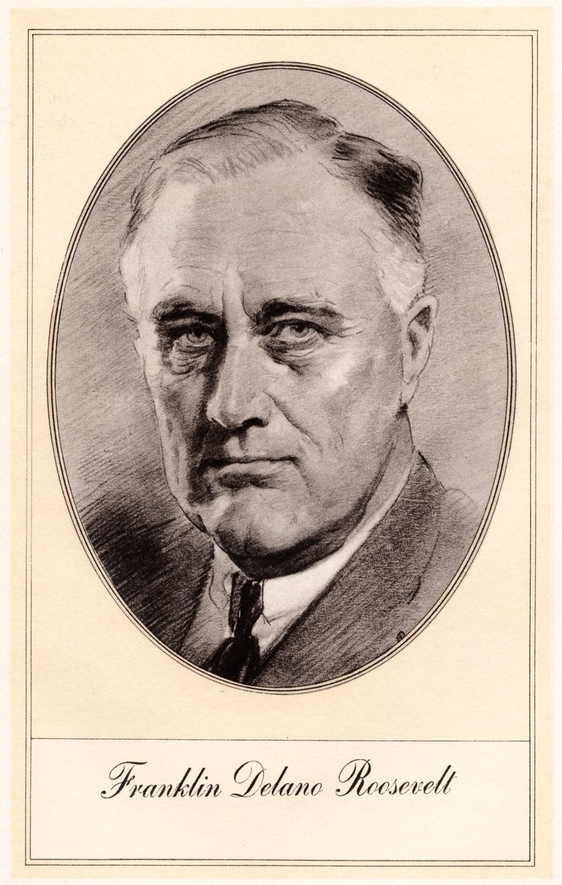 Franklin Delano Roosevelt, USAs 32. president, midten av det 20. århundre. av Gordon Ross