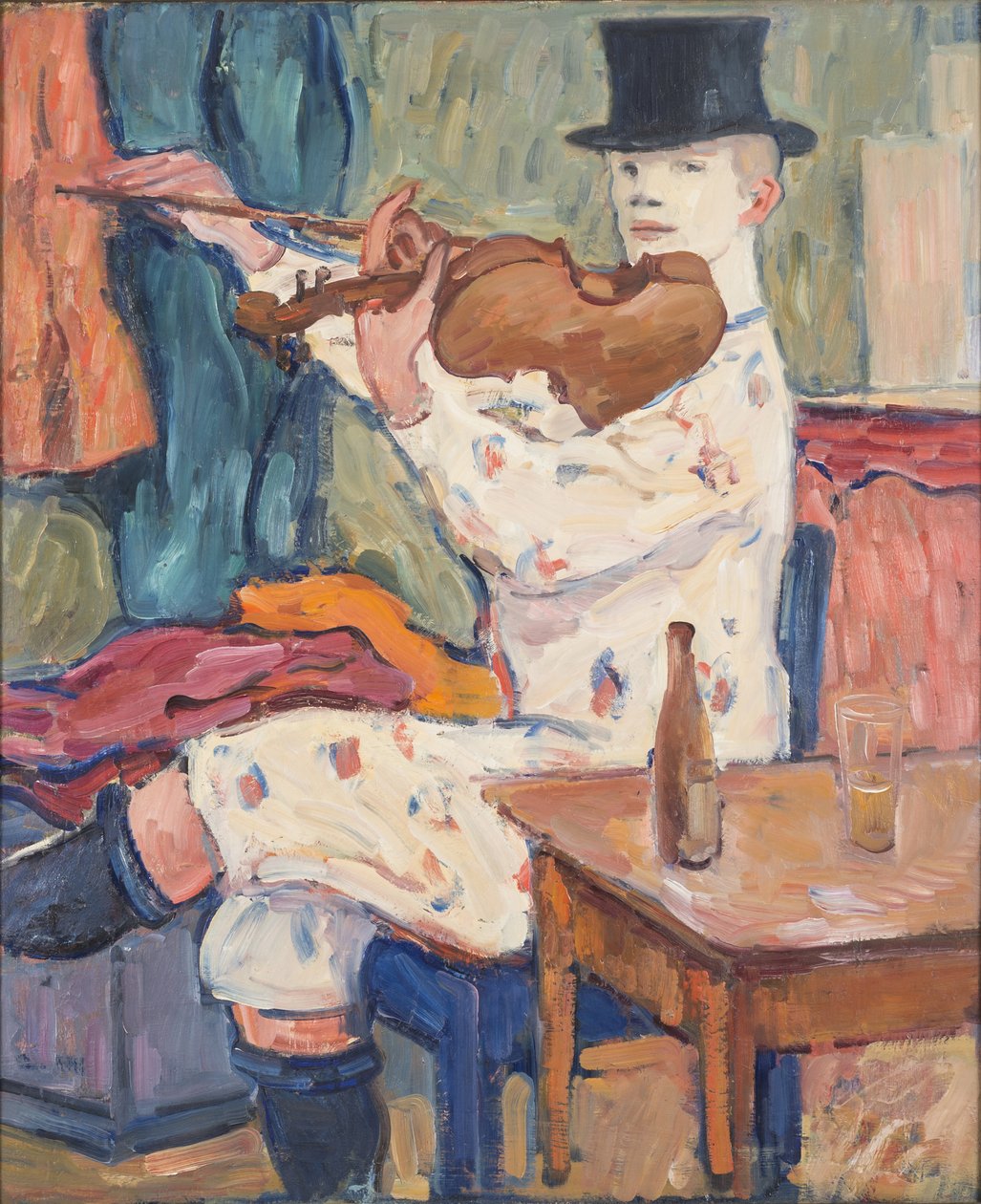 En klovn som spiller fiolin, 1915 av Gosta von Hennigs