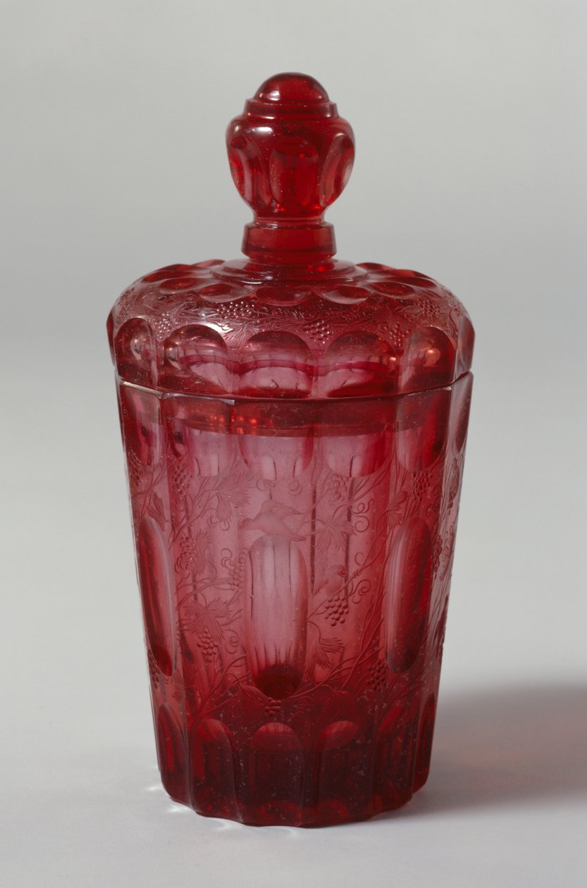 Avfaset glassbeger med lokk, før 1700 (glass) av Gottfried Spiller