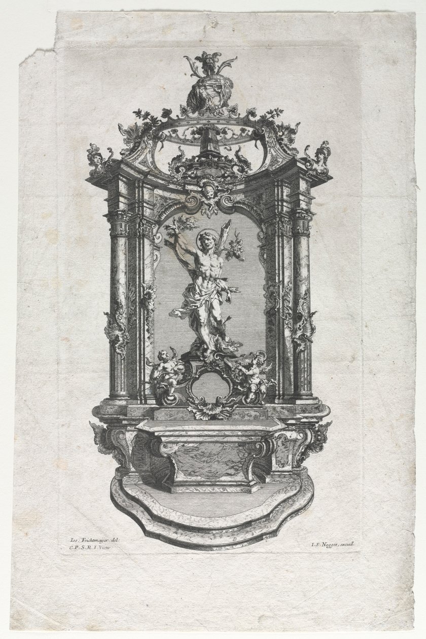 Modell for alter for treskjærere. av Gottfried Bernhard Götz