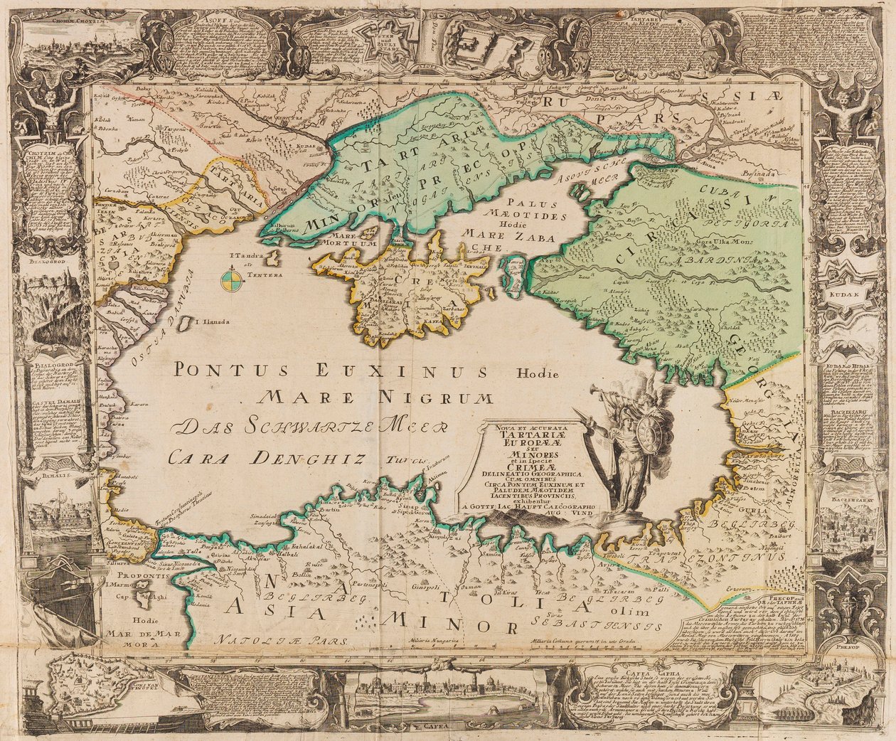 Kart over Svartehavet og Krim, ca. 1740. av Gottfried Jacob Haupt