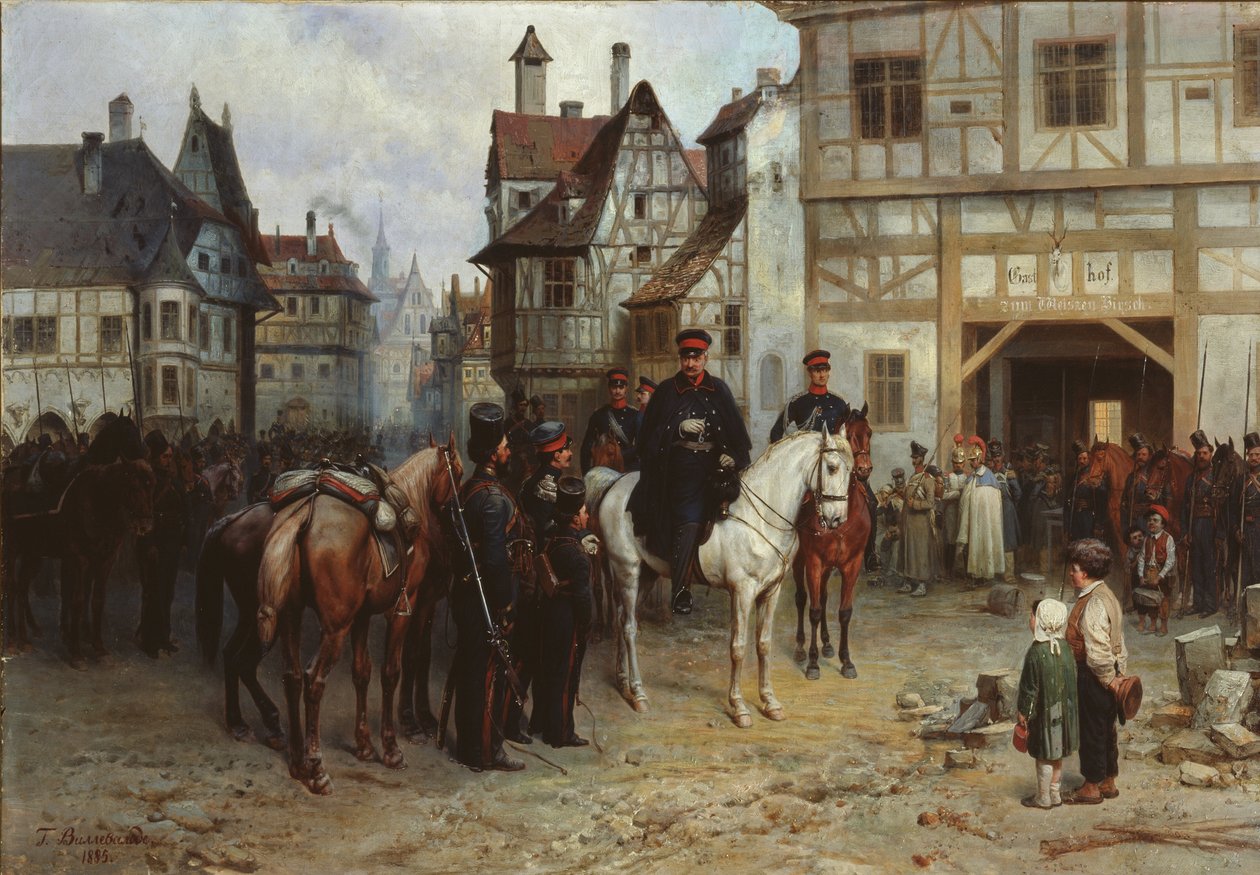 General Blücher med kosakkene i Bautzen, 1885 av Gottfried Willewalde
