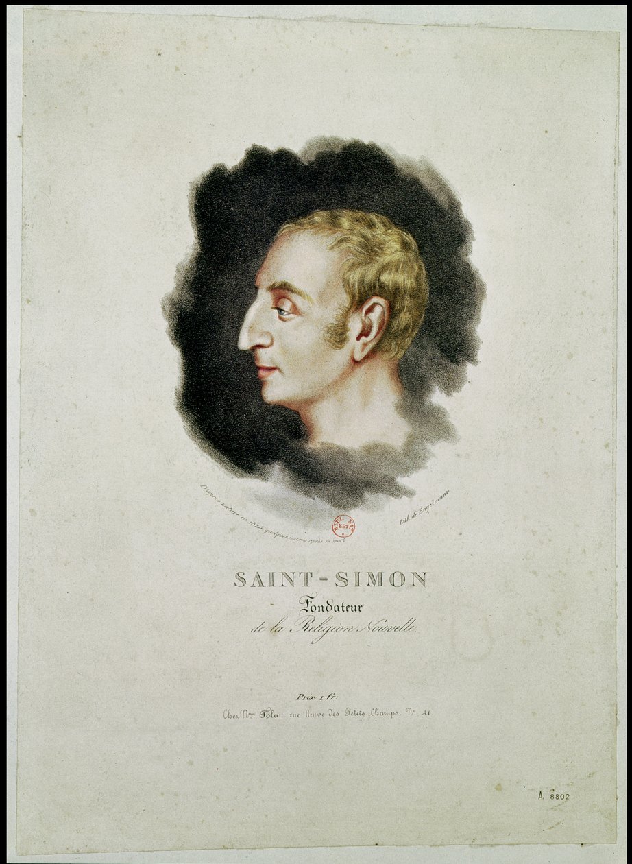 Portrett av Claude Henri de Rouvroy, grev Saint-Simon (1760-1825) laget kort tid etter hans død, 1825 av Gottfried or Godefroy Engelmann