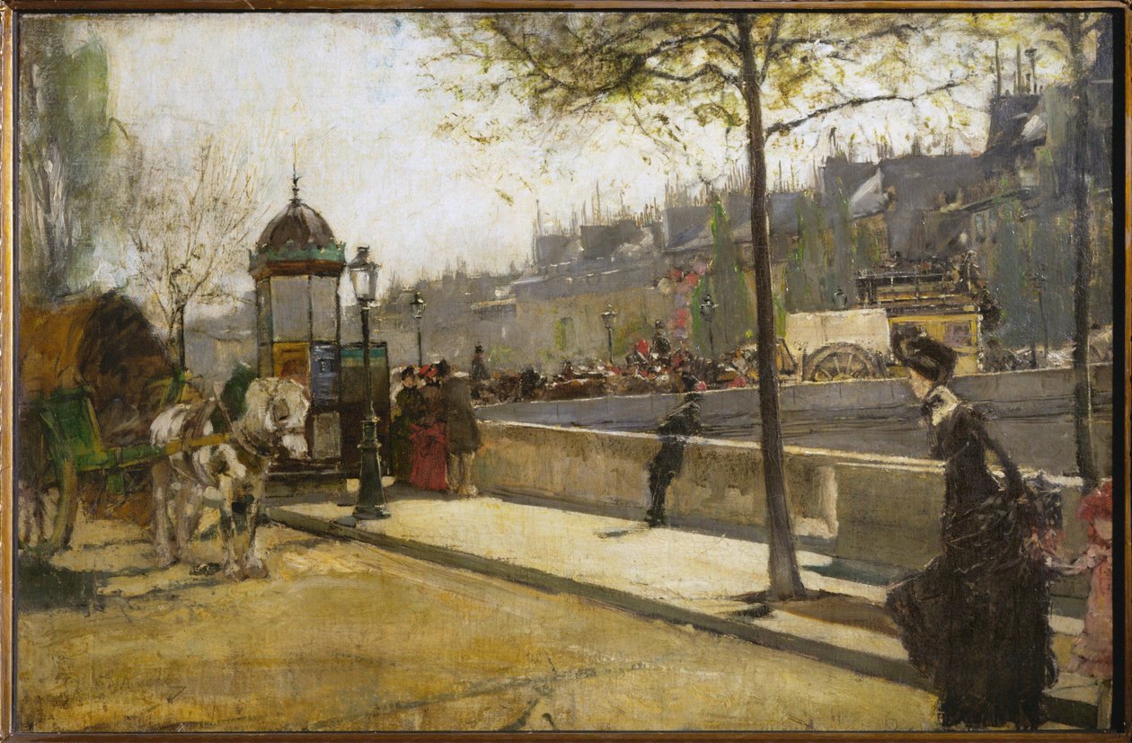 Paris Quay (olje på lerret) av Gotthardt Johann Kuehl