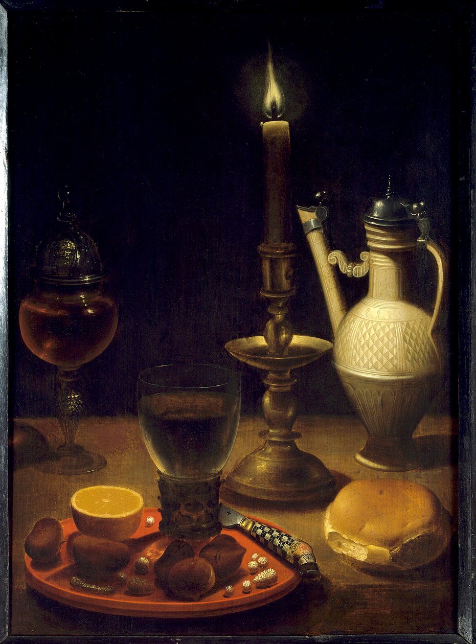Stilleben ved levende lys Maleri av Gotthardt av Wedig (Gottfried Von Wedig) (1583-1641) av Gotthardt von Wedig