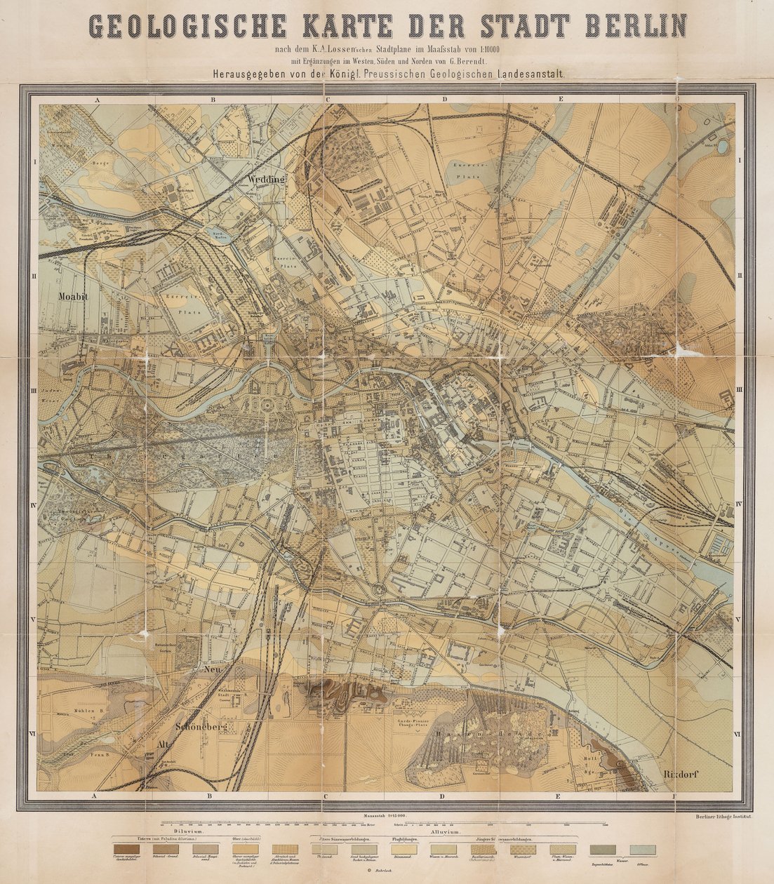Geologisk kart over byen Berlin av Gottlieb Berendt