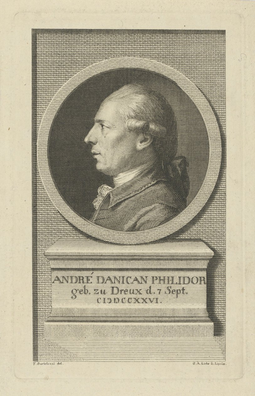 Portrett av François-André Danican Philidor 1726-1795, ca. 1790. av Gottlob August Liebe