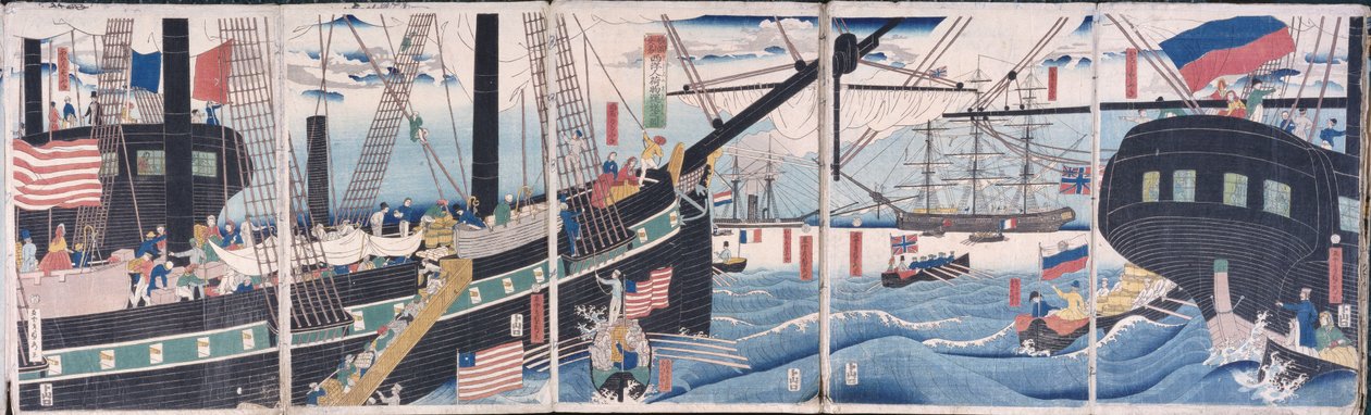 Utenlandske skip ved Yokohama av Gountei Sadahide