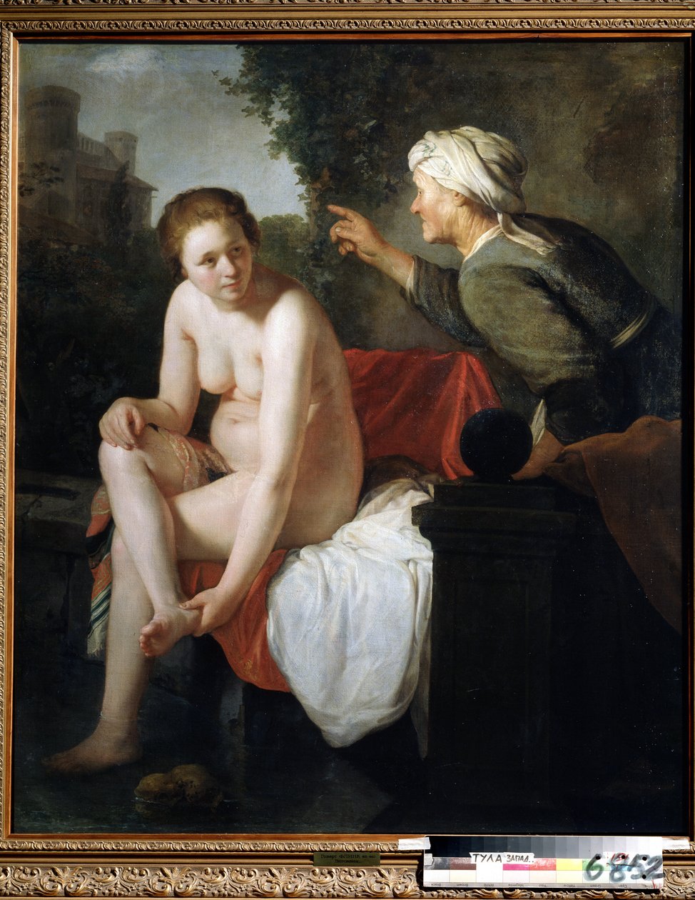 ""Bathsabi au Bain"" (Badende Bathsheba) Maleri av Govert Flinck (Hoon Govert Flinck) (1615-1660) Huille sur Toile. Musi nasjonaldag i Toulla, Russland. av Govaert Flinck