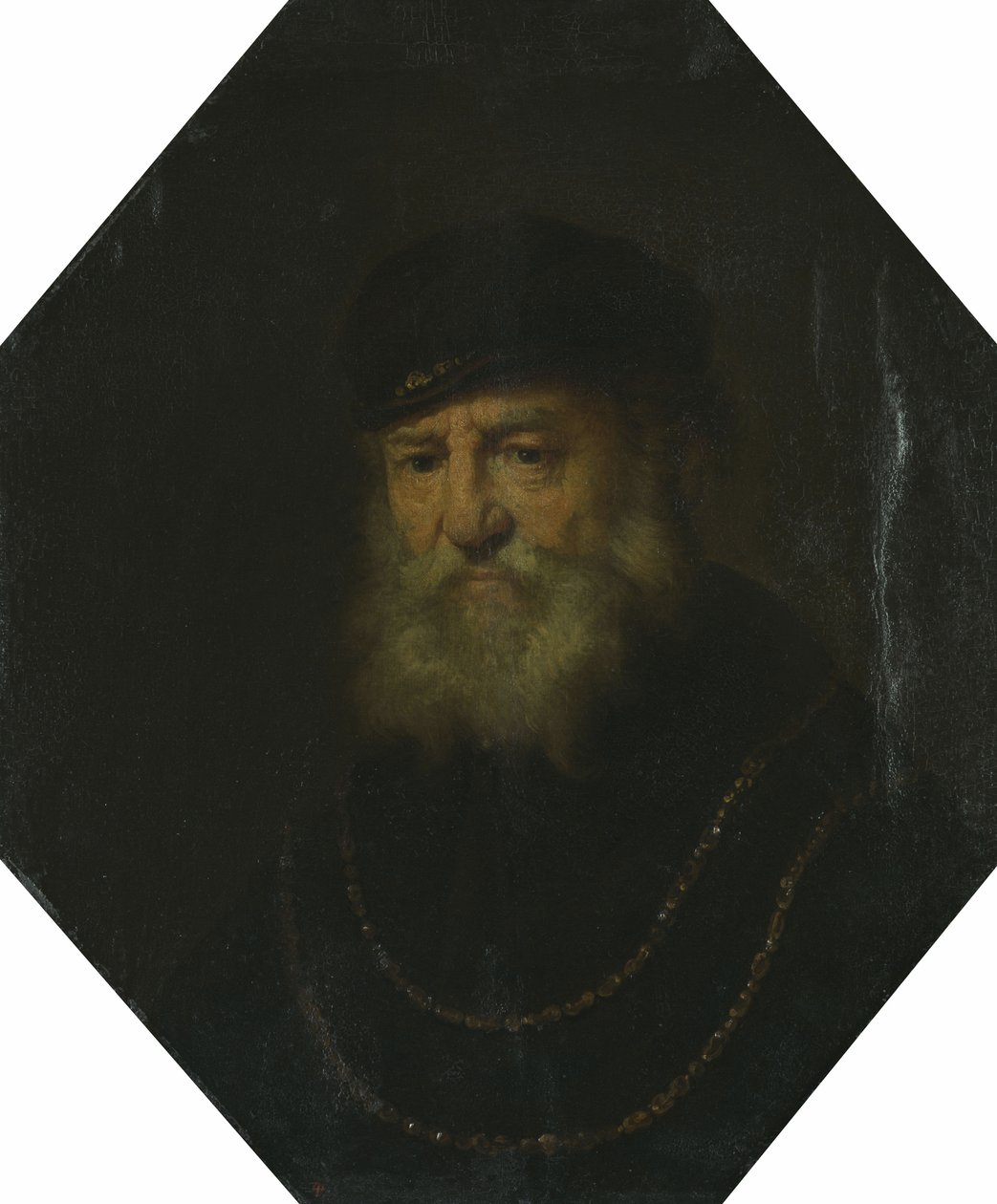 Byste av en gammel mann med to gullkjeder av Govert Flinck