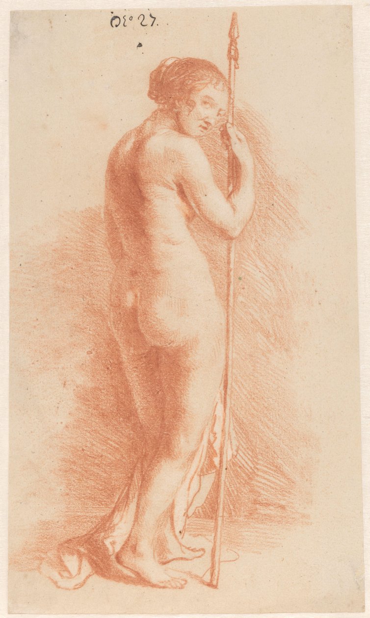 Stående kvinne med et spyd av Govert Flinck (attributed to)