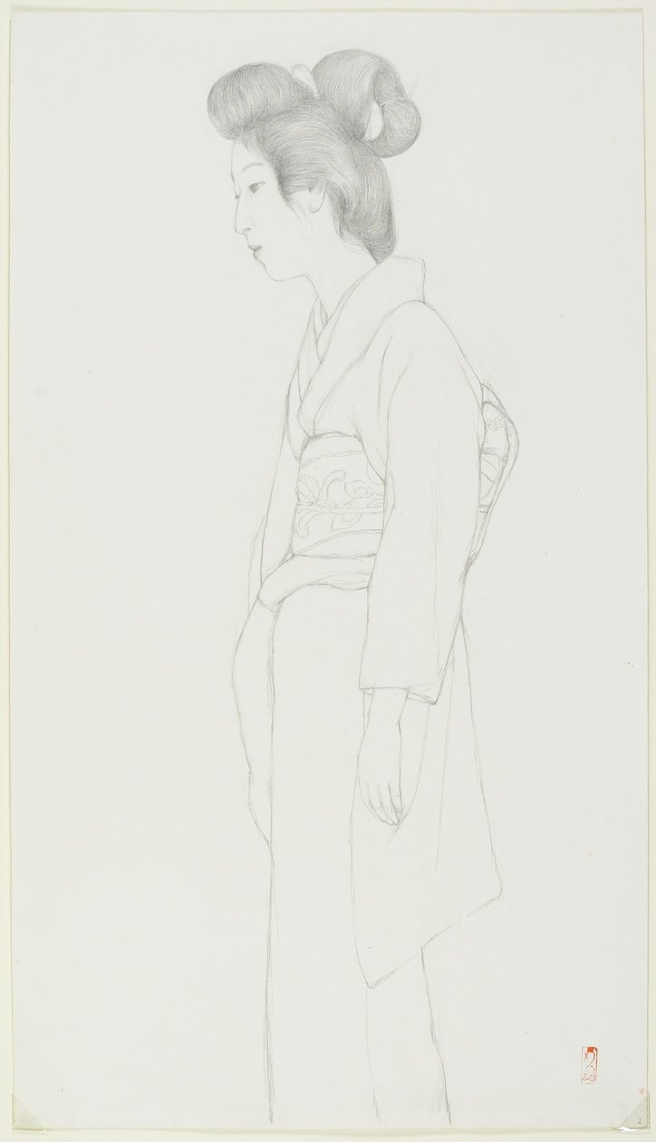 (Tegning av en stående kvinne), tidlig på 1900-tallet av Goyo Hashiguchi