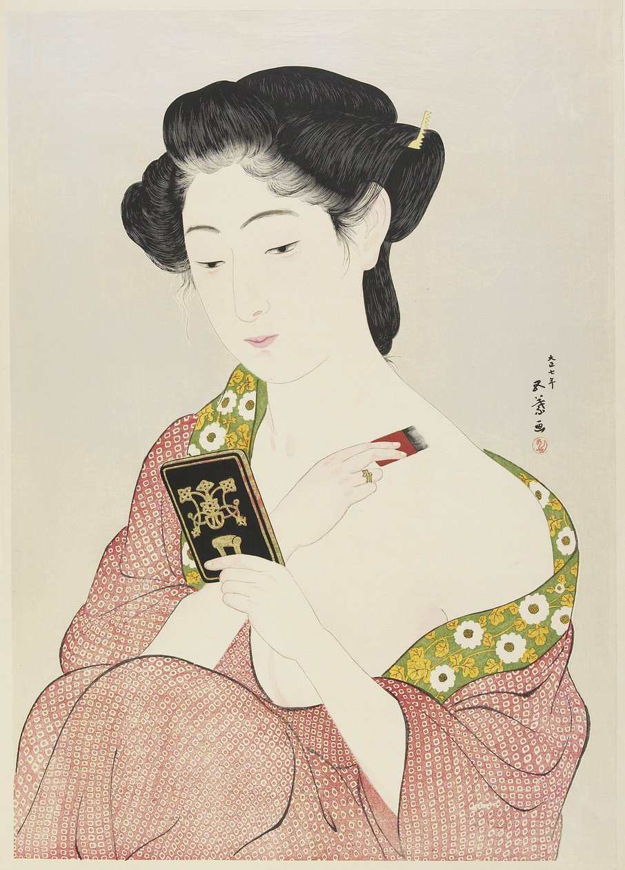Kvinne som bruker sminke, 1918 av Goyo Hashiguchi