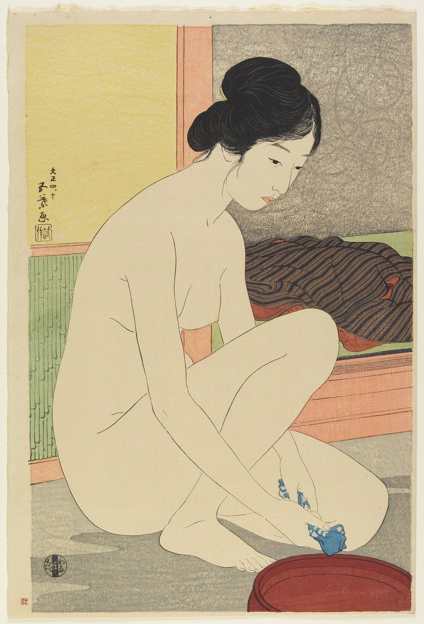 Kvinne ved badet, oktober 1915 av Goyo Hashiguchi