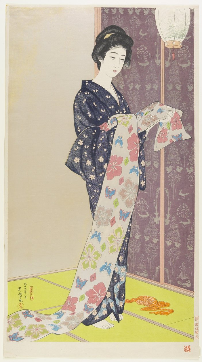 Kvinne i sommer-kimono, august 1920 av Goyo Hashiguchi