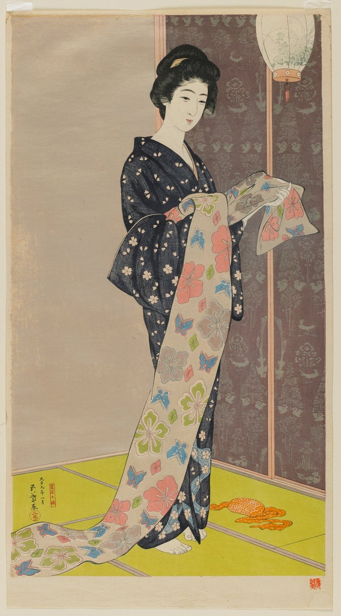 Mannsmedlem Asu øyne r Kimono (datter av plast) Dealing with Ella, August st 1920 av Goyo Hashiguchi