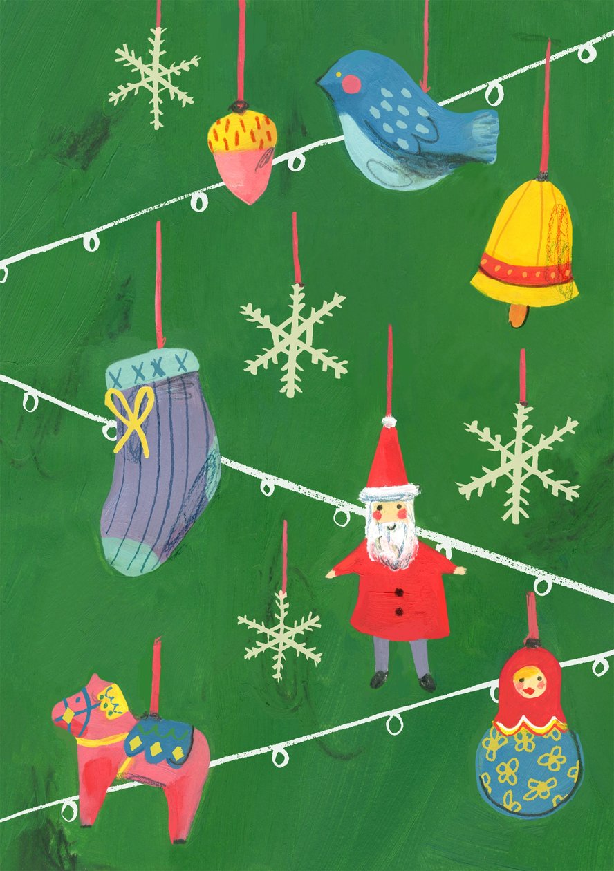 Julepynt, 2013 (olje på papir) av Grace Helmer
